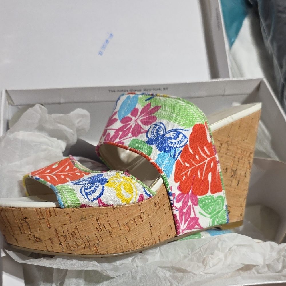 Nine West Multicolor Floral Wedges